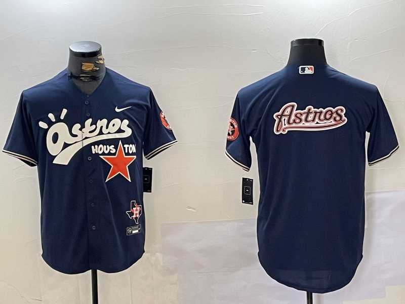 Mens Houston Astros Blank Navy Cactus Jack Vapor Premier Stitched Baseball Jerseys